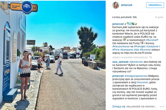 Jessica Mercedes zachęca do korzystania z bankomatów w Grecji?