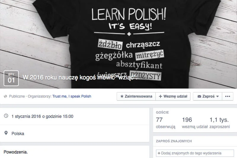 W 2016 roku nauczę kogoś mówić "wziąć"