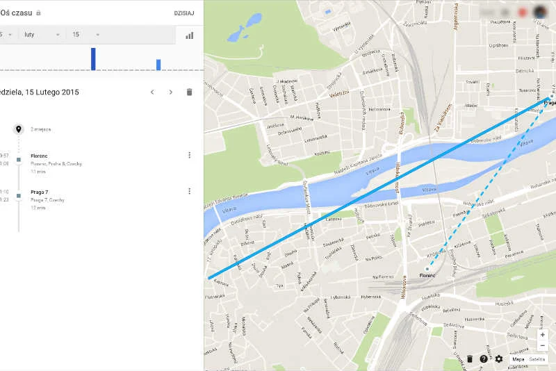 Oś czasu w Google Maps pozwala nam sprawdzić które miejsca odwiedziliśmy w przeszłości.