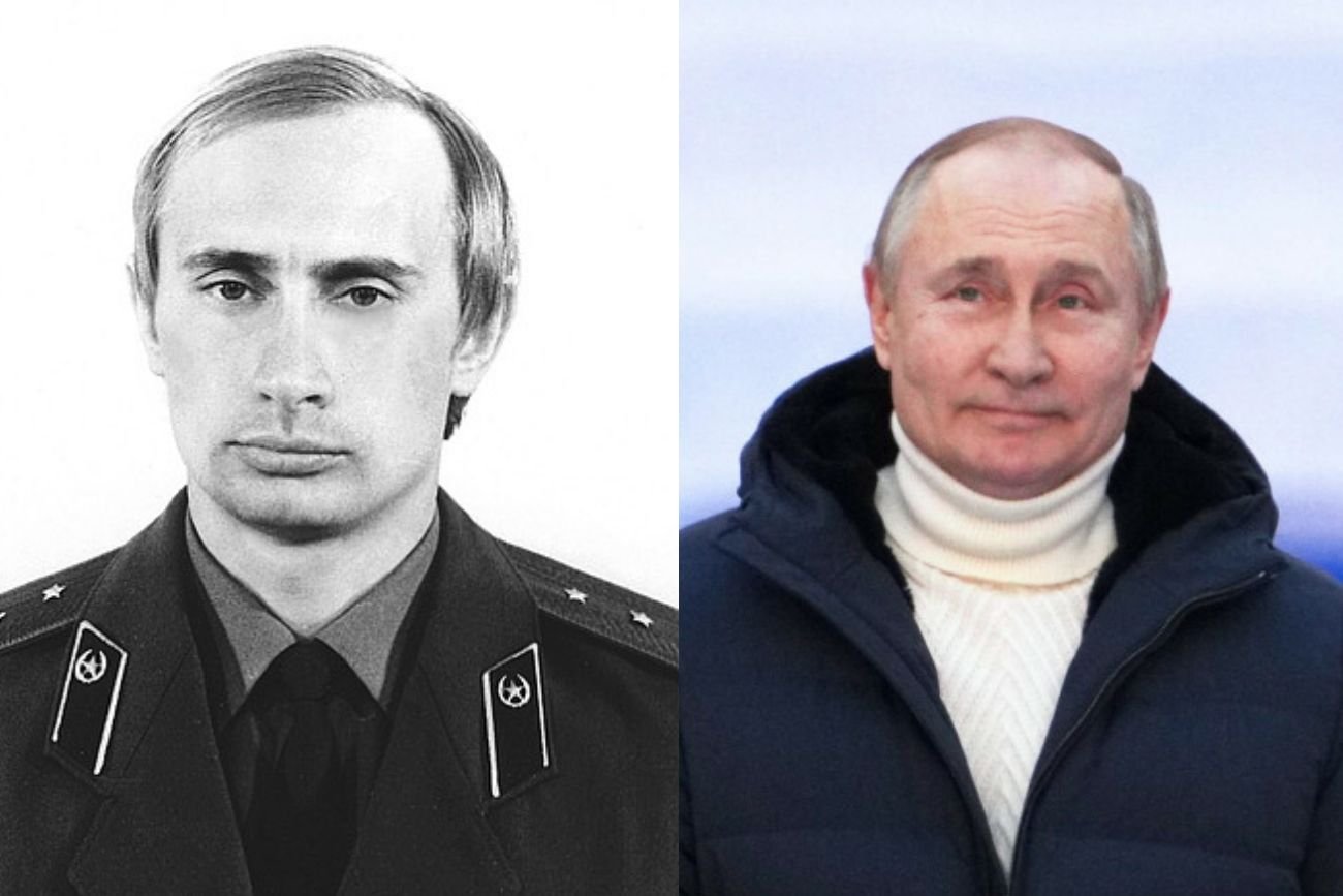 Władimir Putin za czasów służby w KGB i obecnie.