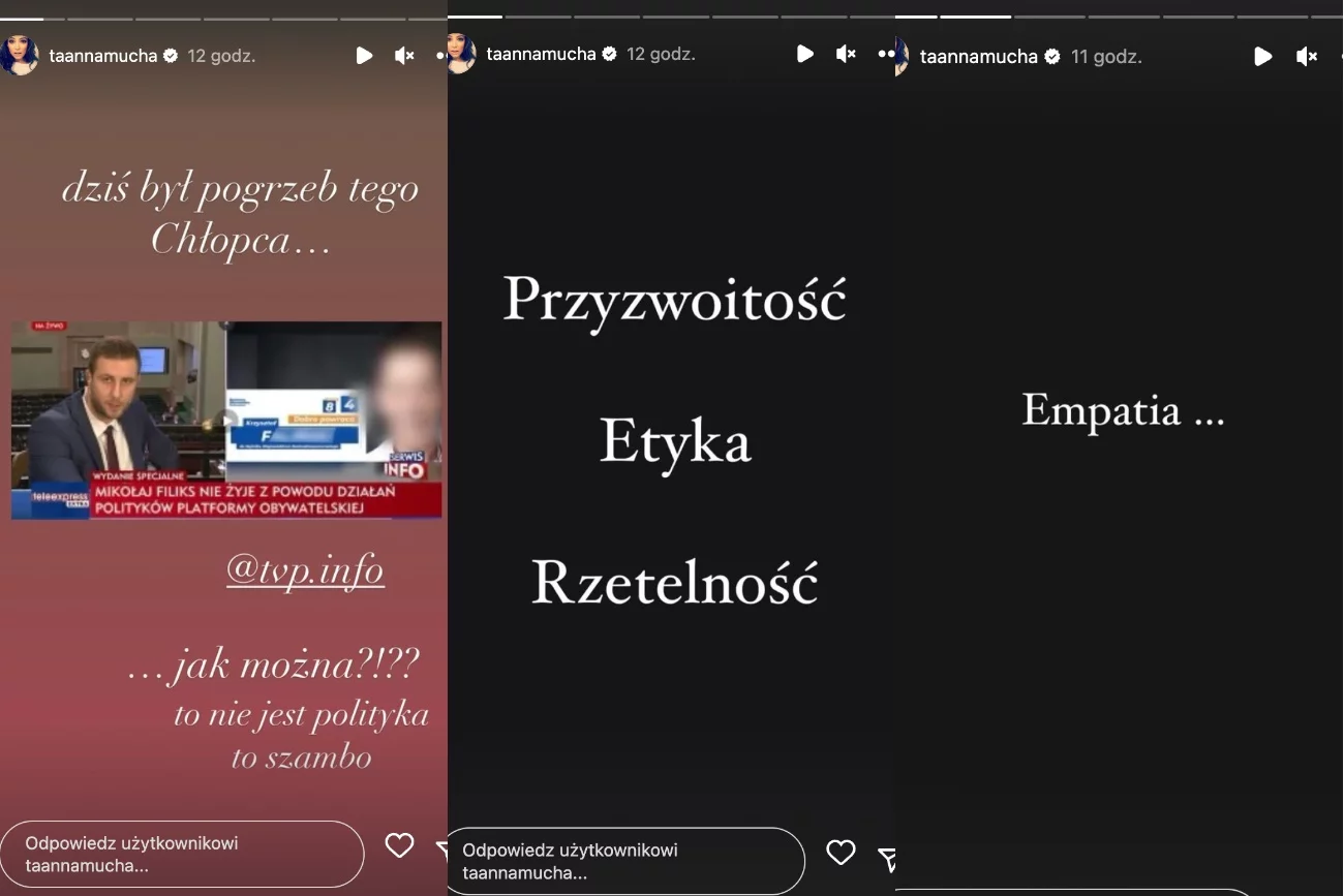 Śmierć syna posłanki Filiks. Anna Mucha krytykuje dziennikarzy TVP