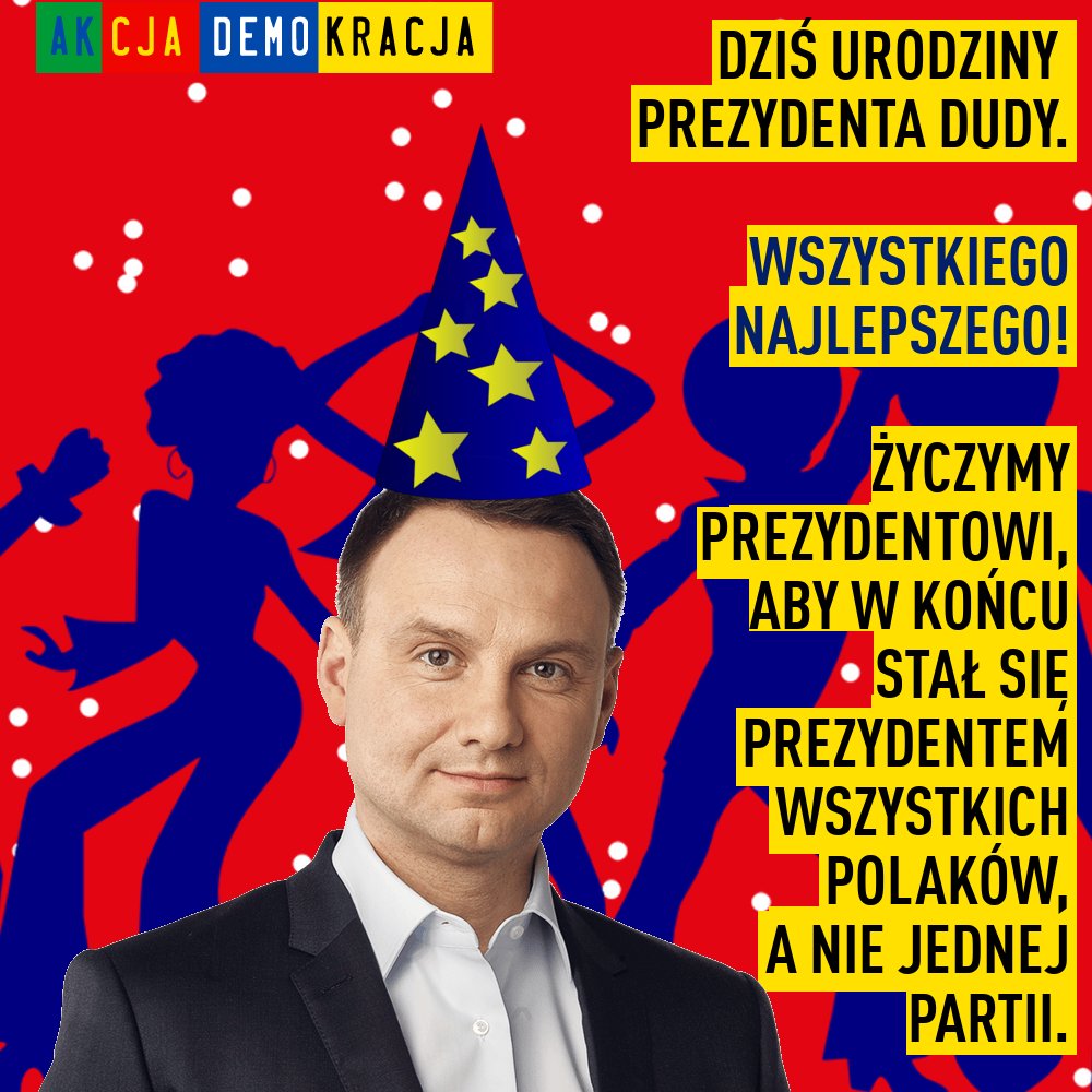 Akcja Demokracja przygotowała Prezydentowi urodzinowego mema