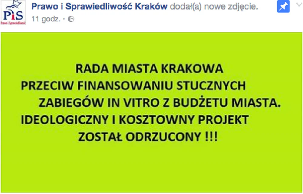 Takie "hasło" pojawiło się dzisiaj na stronie krakowskiego oddziału PiS.