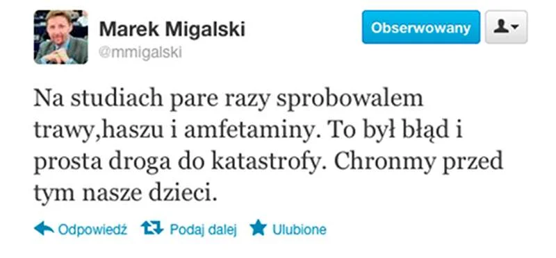 Wpis na Twitterze Marka Migalskiego