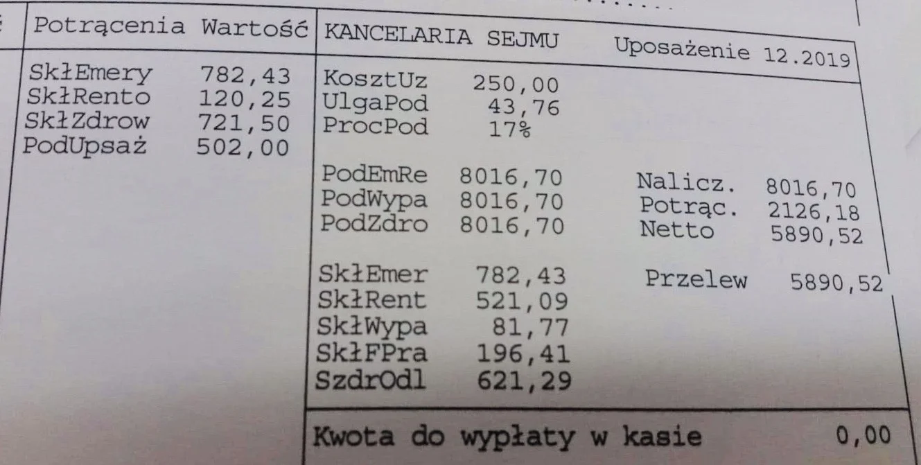 Tyle zarabia szeregowy poseł.