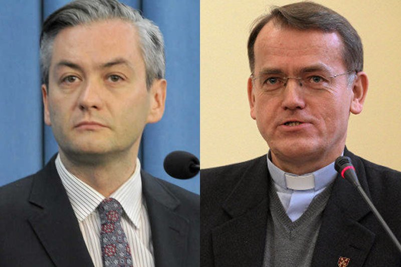 Prezydent Słupska Robert Biedroń i ks. Dariusz Oko starli się na poglądy w programie Moniki Olejnik "Kropka nad i".