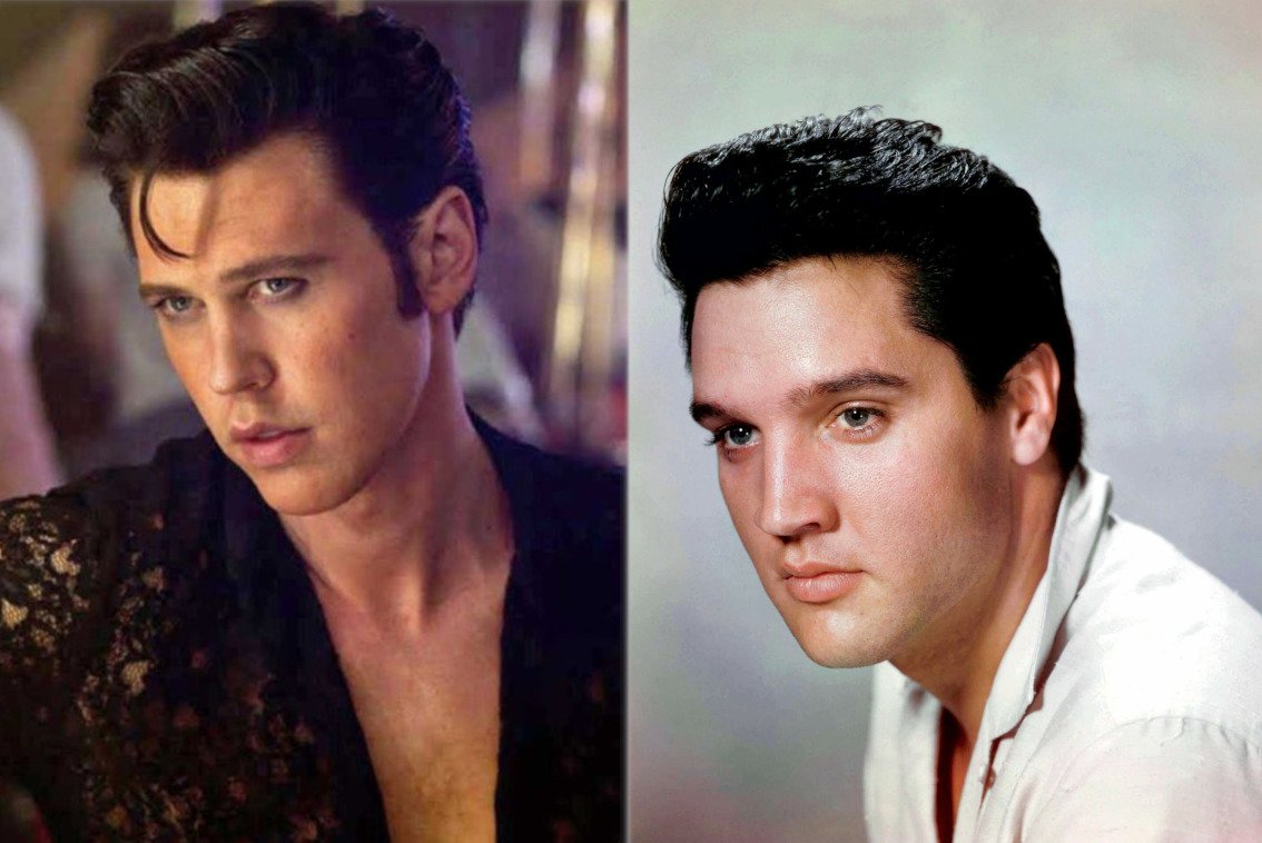 Austin Butler jako Elvis Presley w filmie "Elvis" (2022) i Elvis Presley