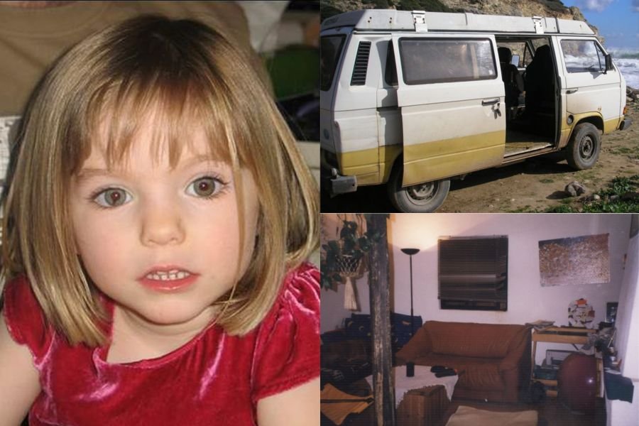 Po lewej zaginiona Madeleine McCann, po prawej van i mieszkanie podejrzanego Christiana B.