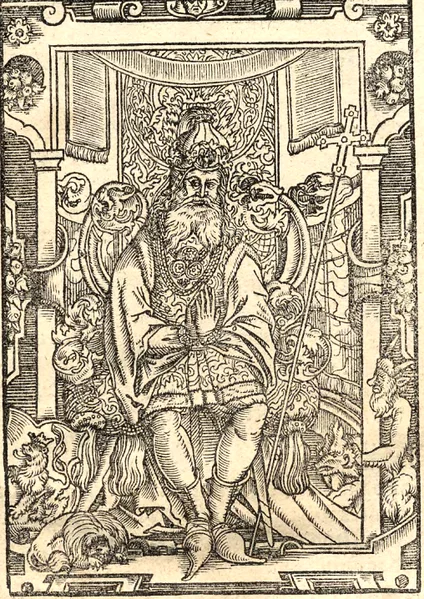 Mieszko I, ilustracja z dzieła ks. Jana Głuchowskiego, Icones książąt i królów polskich, 1605.