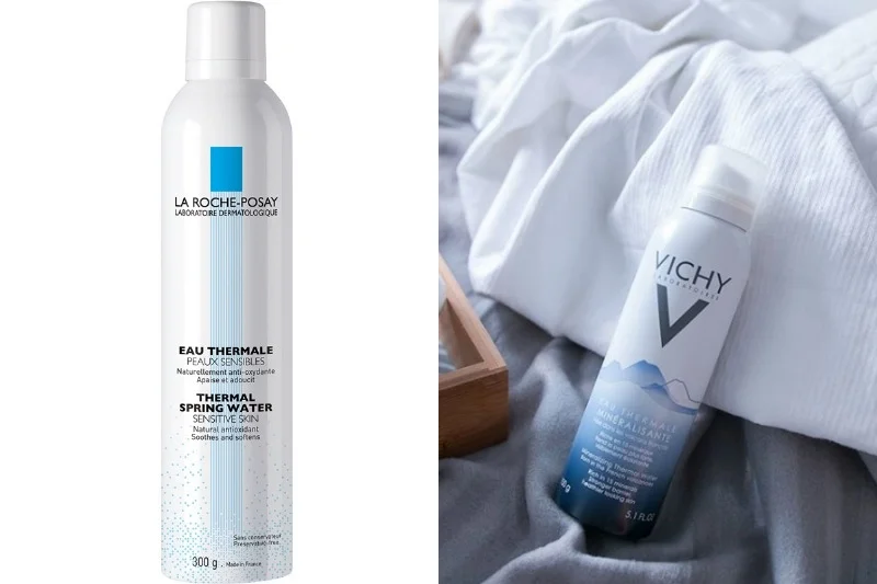 Woda termalna pozwali odświeżyć buzię podczas upału i uchroni ja przed wysuszeniem od klimatyzacji. La Roche Posay: 36, 90zł, Vichy: ok. 30 zł