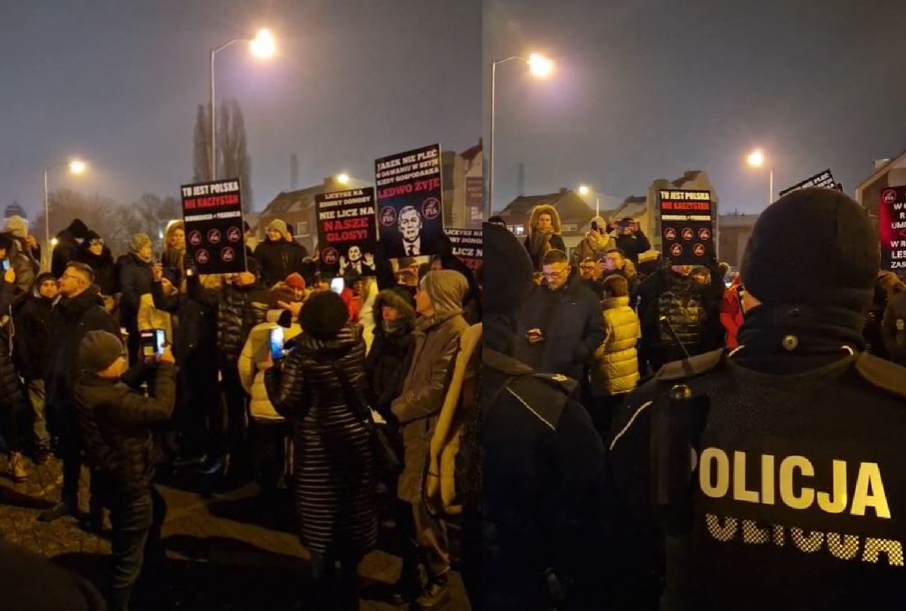 Jarosław Kaczyński w Zielonej Górze. Prezesa PiS zaskoczył protest