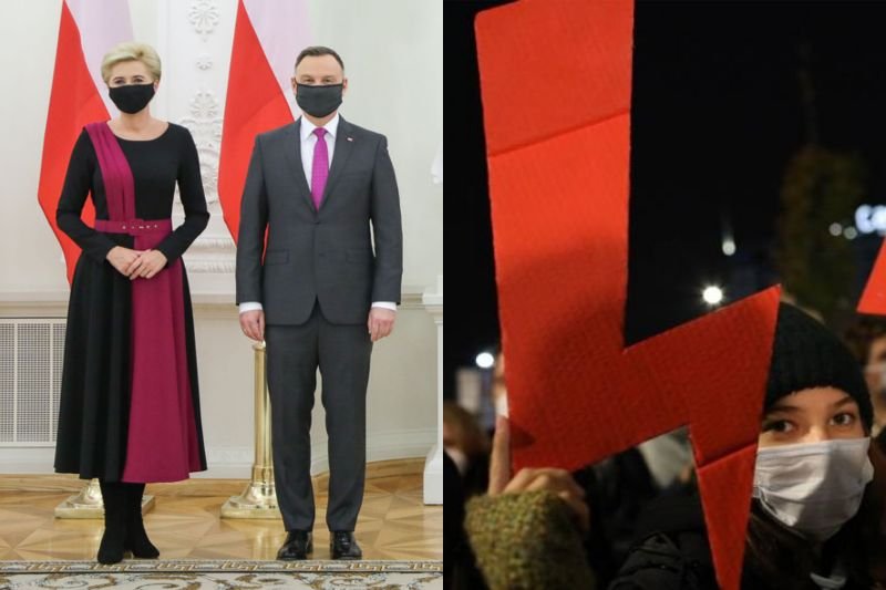 Agata Duda miała na sobie symbol Strajku Kobiet - błyskawicę?