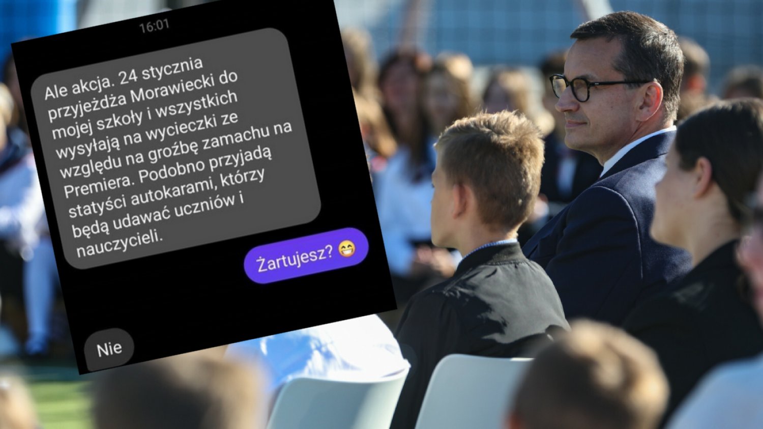 Statyści uczniów mają przyjechać na spotkanie z premierem w szkole
