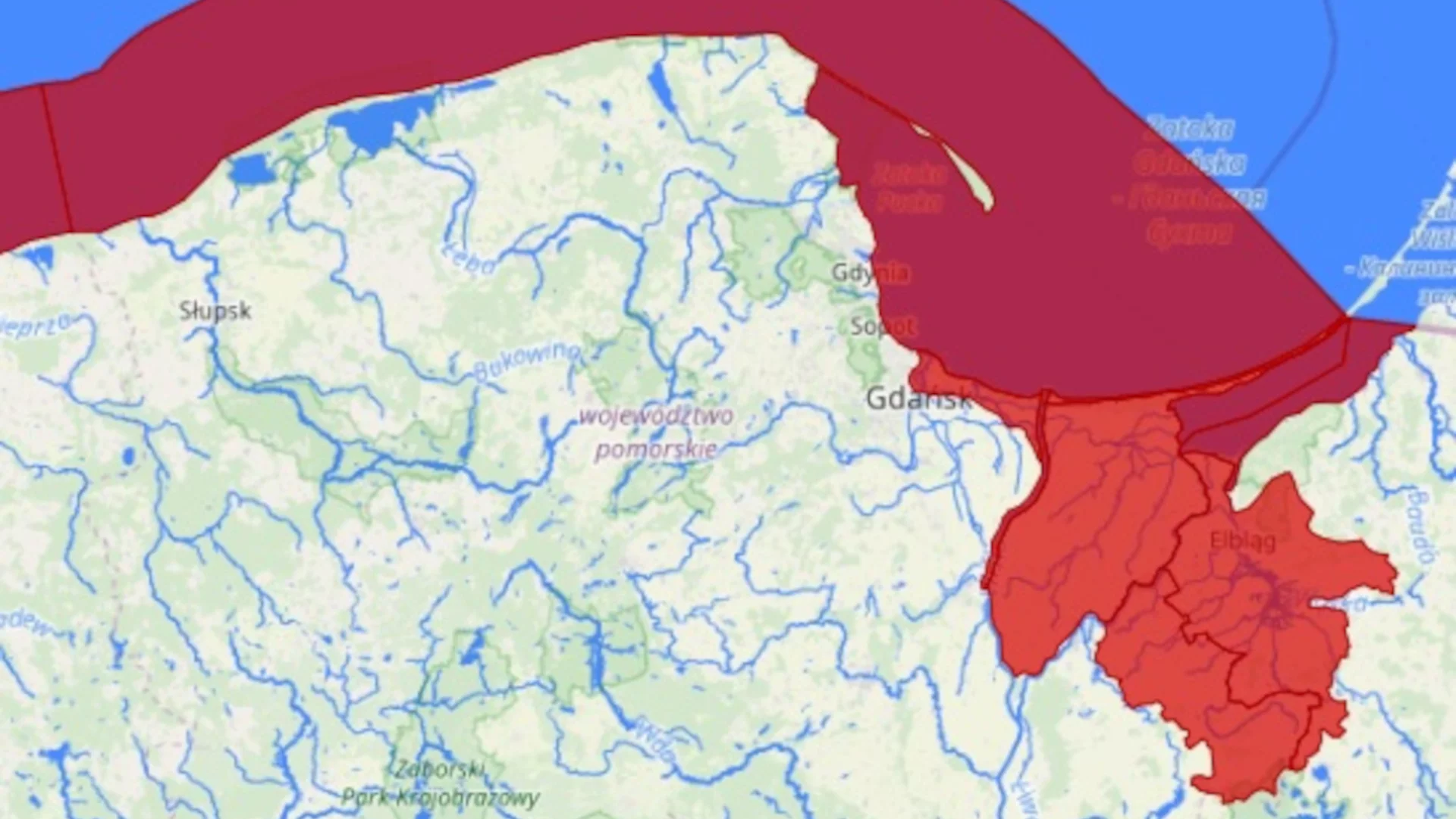 Alert powodziowy na Pomorzu. Frombork i Suchacz zalewany przez Zalew Wiślany