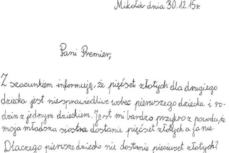 List 9-letniej Julii do Beaty Szydło.