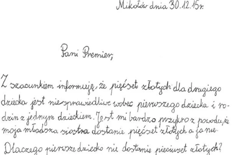 List 9-letniej Julii do Beaty Szydło.