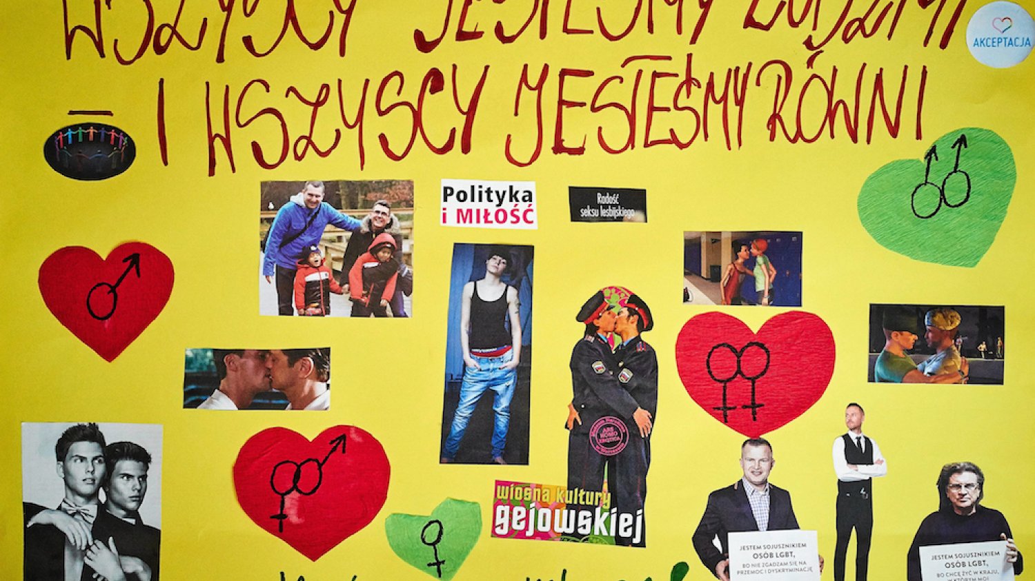Piątkowisko kolo Łodzi. Prace uczniów gimnazjum w Piątkowisku o tematyce dyskryminacji i homofobii zdjęte z wystawy z powodu interwencji narodowców z ONR.