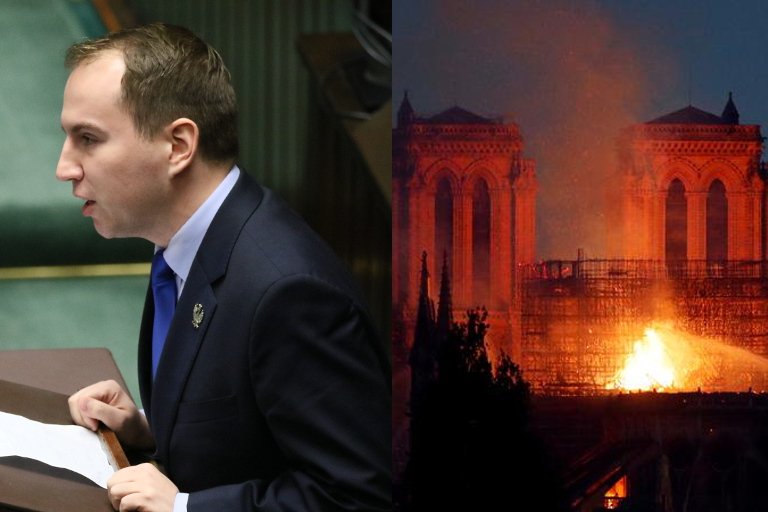 Adam Andruszkiewicz napisał, co według niego symbolizuje pożar Notre Dame.