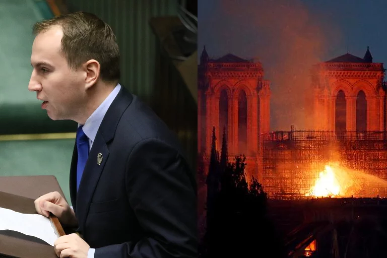 Adam Andruszkiewicz napisał, co według niego symbolizuje pożar Notre Dame.