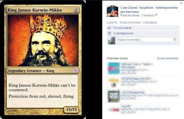Karcianka "Czas zaorać socjalizm" z Januszem Korwin-Mikkem w roli króla.