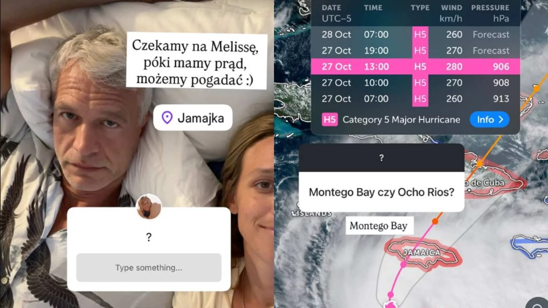 Niszczycielski huragan dociera na Jamajkę. Żebrowscy utknęli na wyspie. Michał i Aleksandra Żebrowscy utknęli na Jamajce.