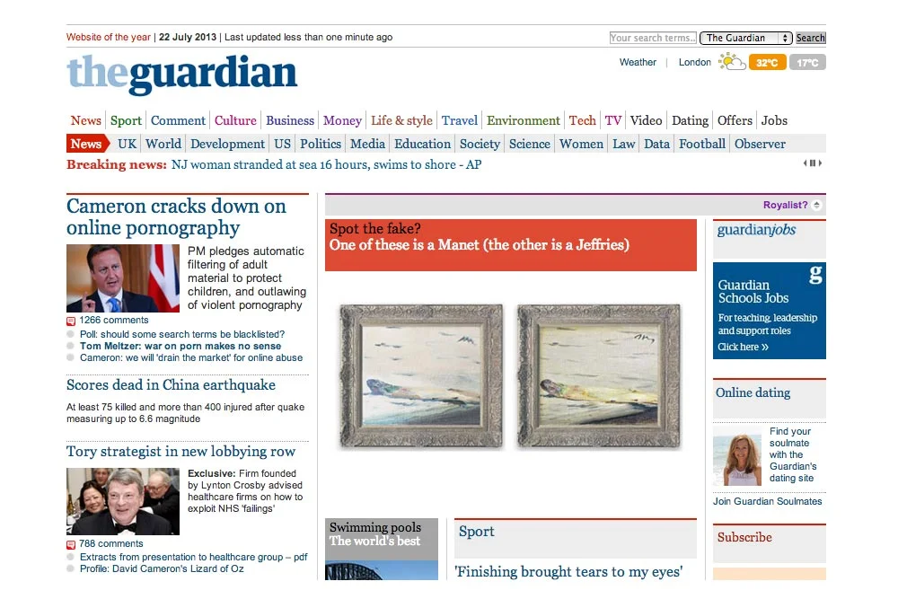 Główna strona dziennika Guardian