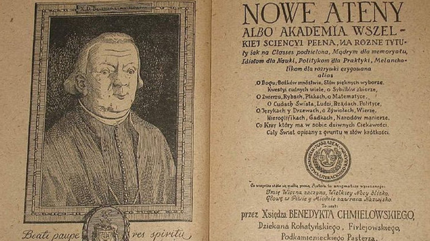 Ksiądz Benedykt Chmielowski – autor pierwszej polskiej encyklopedii powszechnej