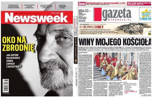 Okładka Newsweeka i Gazety Wyborczej