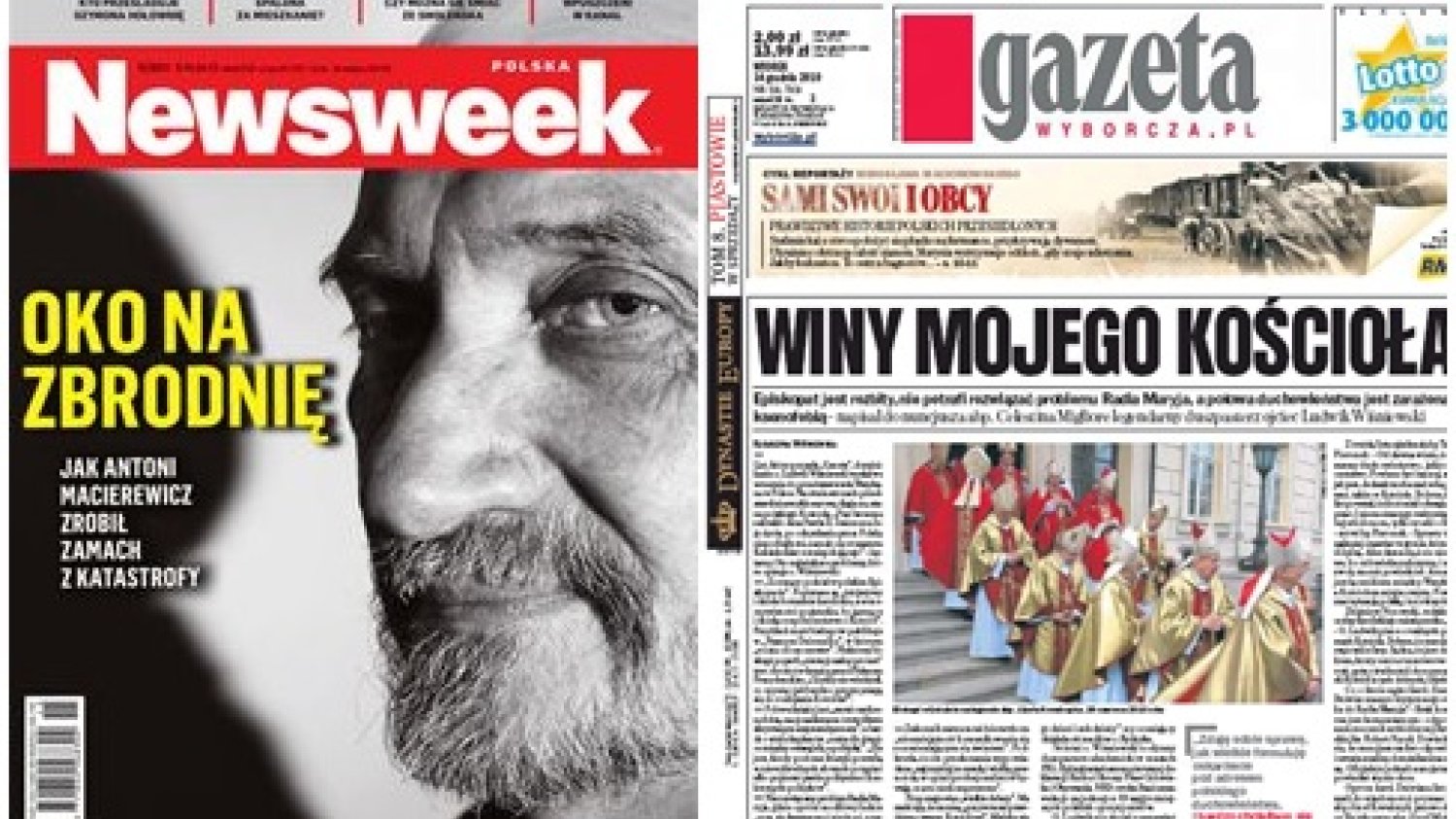 Okładka Newsweeka i Gazety Wyborczej