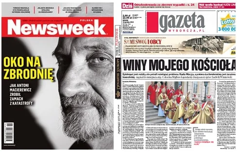 Okładka Newsweeka i Gazety Wyborczej