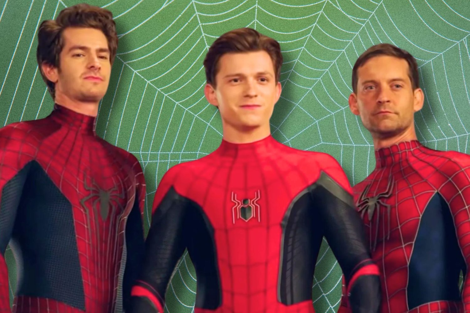 Andrew Garfield, Tom Holland i Tobey Maguire jako Spider-Man