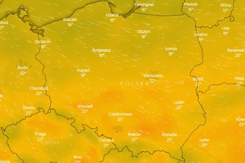 Najbliższy tydzień w Polsce z temperaturą poniżej 23 stopni.