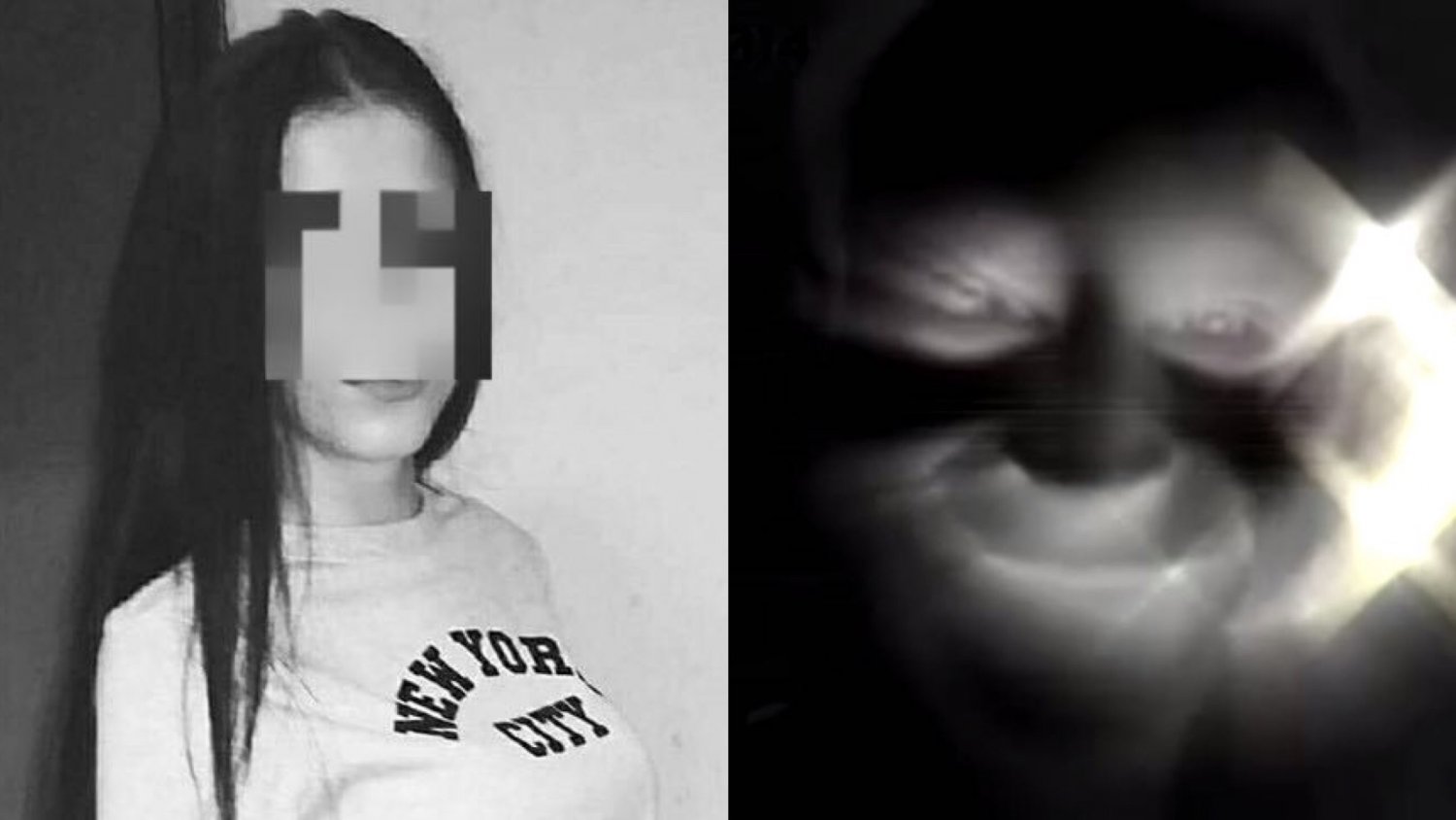 Po lewej zamordowana Alicja, po prawej kadr z filmu hakera.