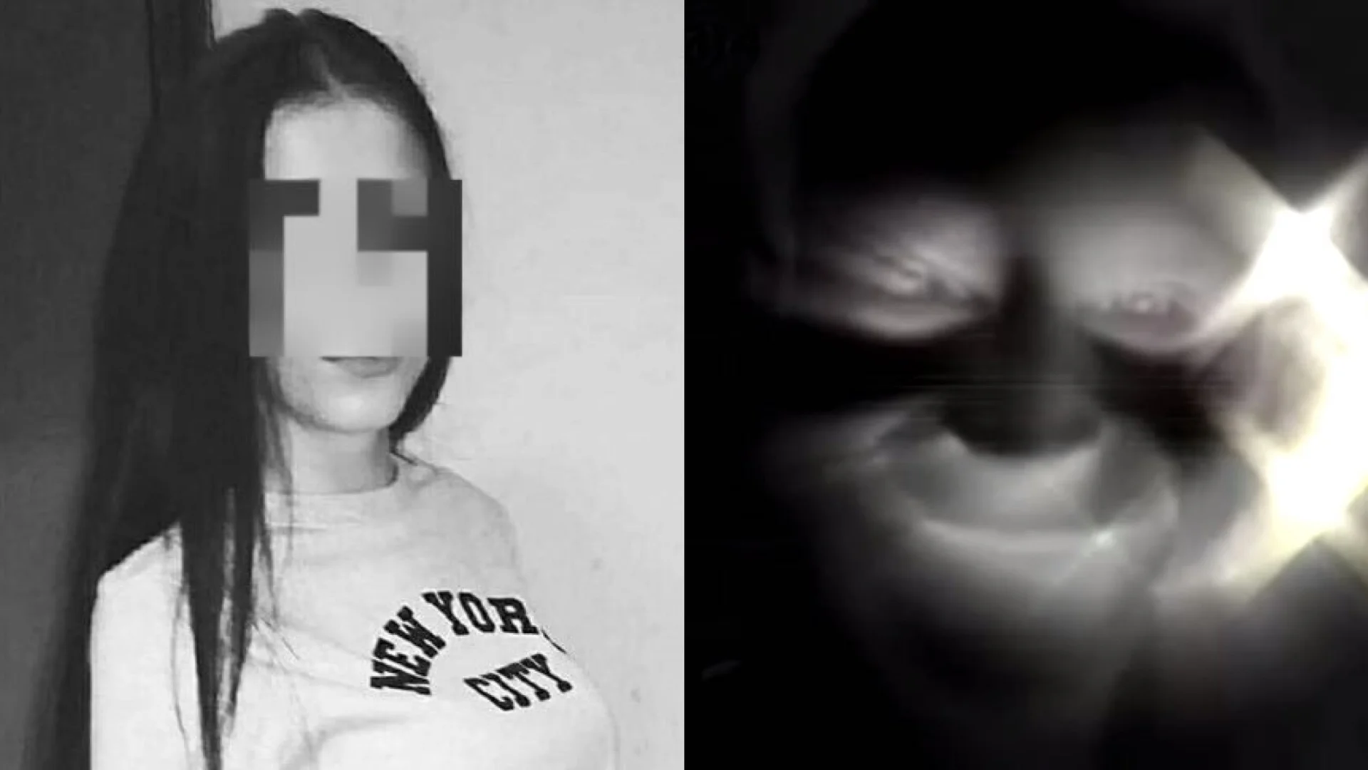 Po lewej zamordowana Alicja, po prawej kadr z filmu hakera.