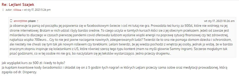 Leilani Szajek manifestacja pieniędzy kurs opinie leczenie raka sekta Leilani Szajek manifestacja pieniędzy kurs opinie leczenie raka sekta
