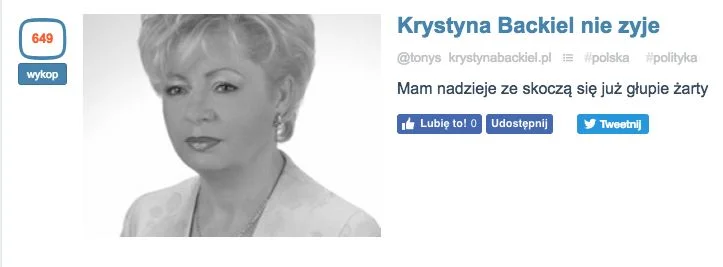 Dr Krystyna Backiel zginęła w wypadku samochodowym w 2015 r.