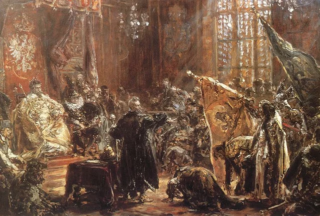 Carowie Szujscy na sejmie warszawskim, szkic do obrazu, Jan Matejko.