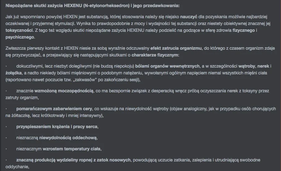 Następstwa przyjmowania heksenu są straszne.
