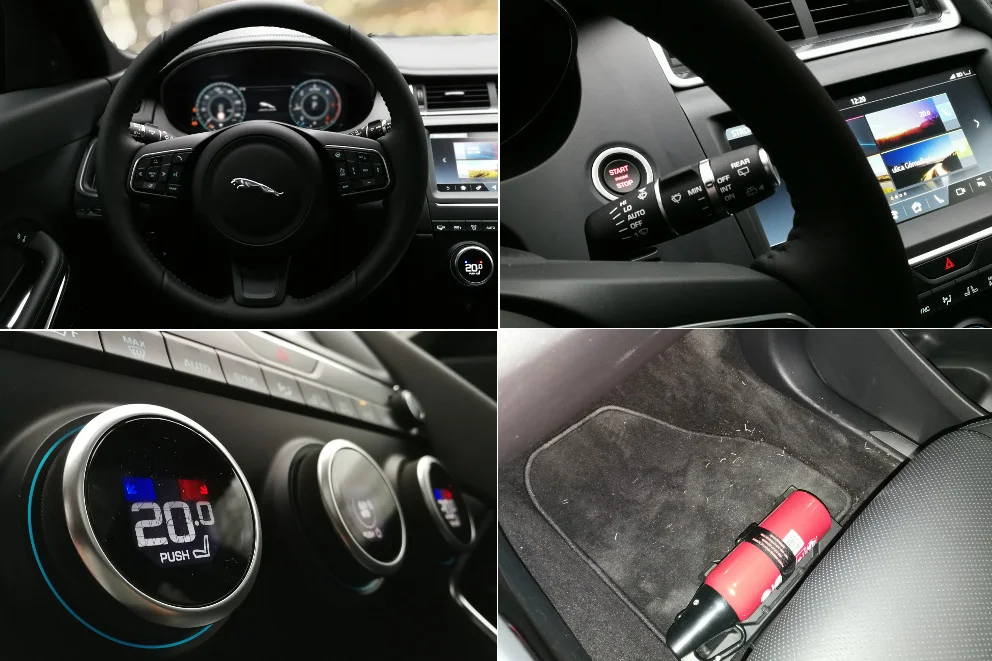 Tak wyglądają niektóre elementy wnętrza Jaguara E-Pace'a.
