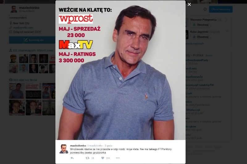 Wojna Mariusz Max Kolonko vs "Wprost" ma kolejne odsłony.