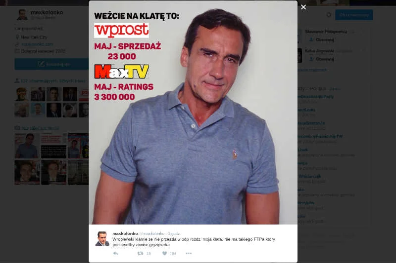 Wojna Mariusz Max Kolonko vs "Wprost" ma kolejne odsłony.
