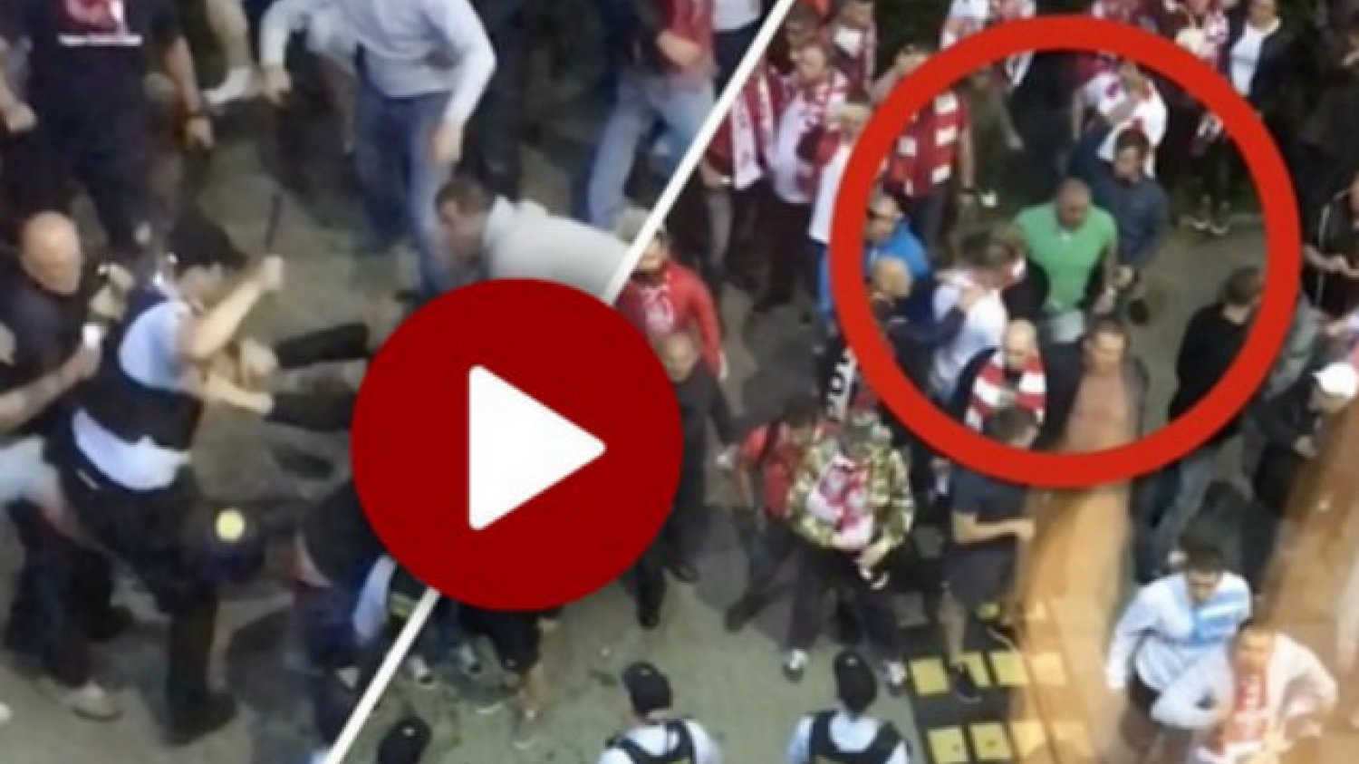 Film pokazujący walkę kiboli z policją przed meczem Polska-Dania.