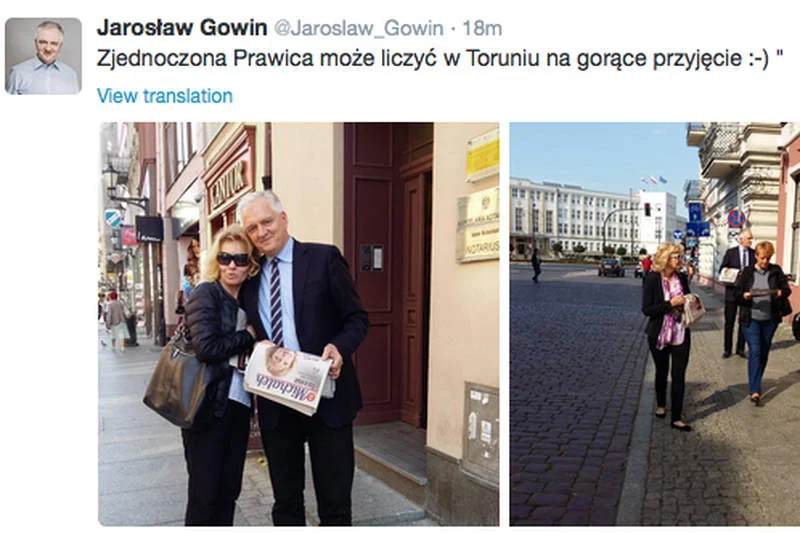 Jarosław Gowin w trakcie kampanii wyborczej w Toruniu.