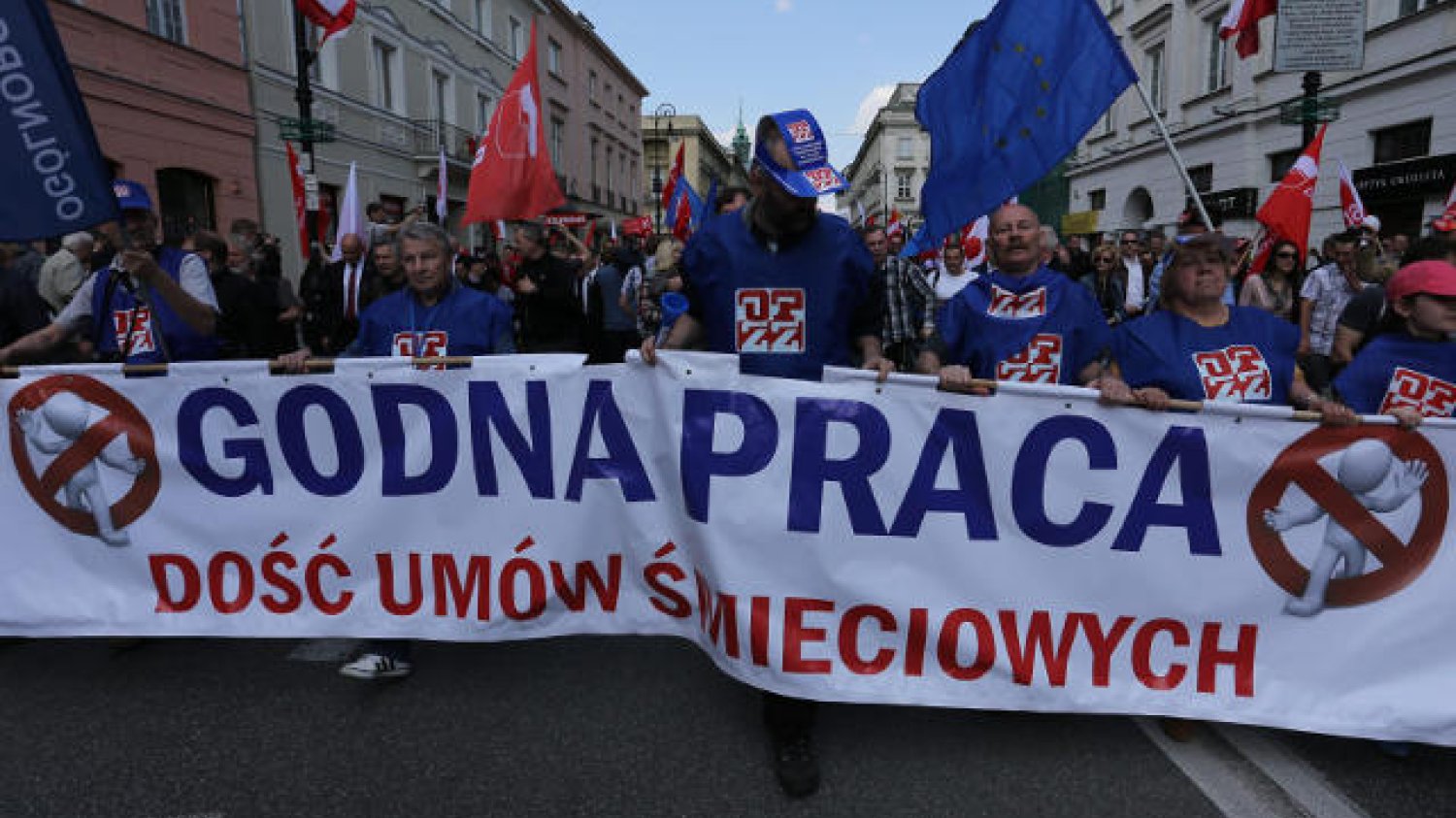 Demonstracja, jaką członkowie OPZZ i SLD zorganizowali 1 maja 2014 roku w Warszawie