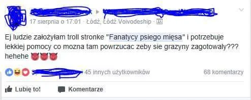 Akcja z psim mięsem to trolling.