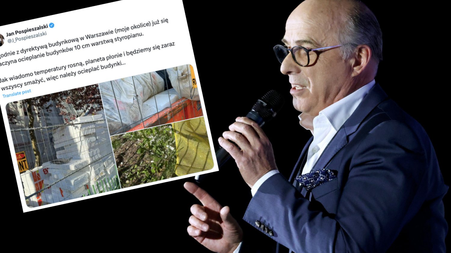 Jan Pospieszalski o ocieplaniu domów styropianem. Drwi z ocieplenia klimatu