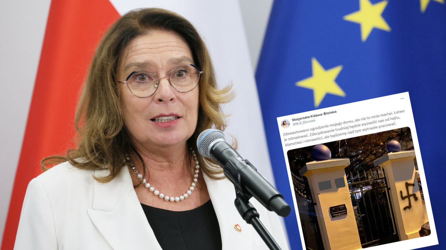 Ktoś zdewastował ogrodzenie domu marszałek Senatu.