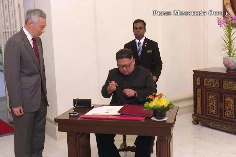 Spotkanie Kim Dzong Una z premierem Singapuru, przed szczytem z Donaldem Trumpem.