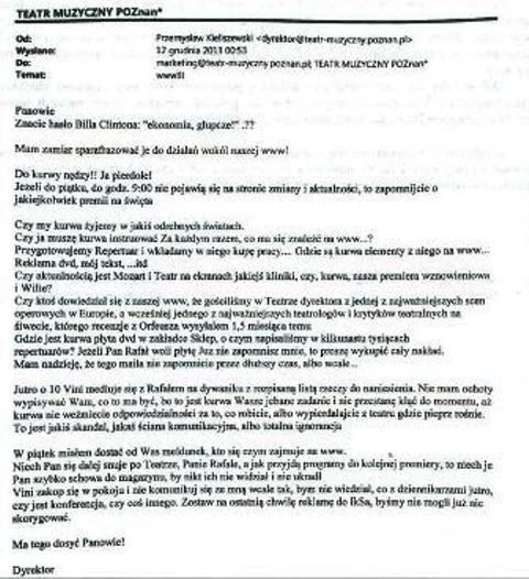 E-mail dyrektora Kieliszewskiego
