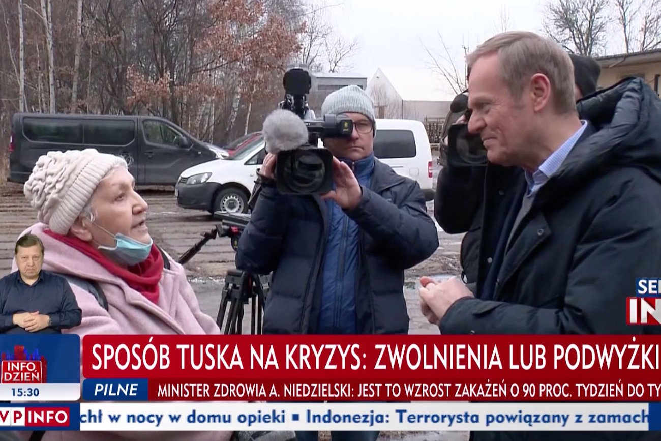 Starsza kobieta pytała Donalda Tuska w Mińsku Mazowieckim, dlaczego sprzyja Niemcom.